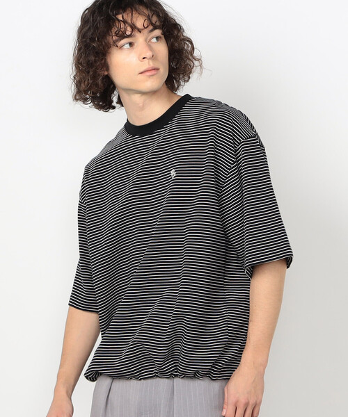 Purple&Yellow(パープルアンドイエロー)の「ボーダーTシャツ(Tシャツ/カットソー・メンズ・グリーン/ブラック/ホワイト・LARGE/SMALL/MEDIUM)」の2枚目の写真