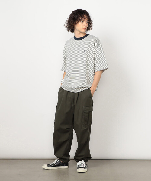 Purple&Yellow(パープルアンドイエロー)の「ボーダーTシャツ(Tシャツ/カットソー・メンズ・グリーン/ブラック/ホワイト・LARGE/SMALL/MEDIUM)」の15枚目の写真