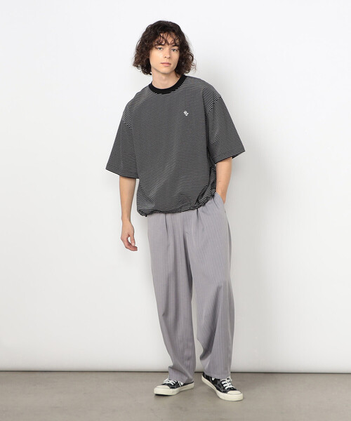 Purple&Yellow(パープルアンドイエロー)の「ボーダーTシャツ(Tシャツ/カットソー・メンズ・グリーン/ブラック/ホワイト・LARGE/SMALL/MEDIUM)」の19枚目の写真