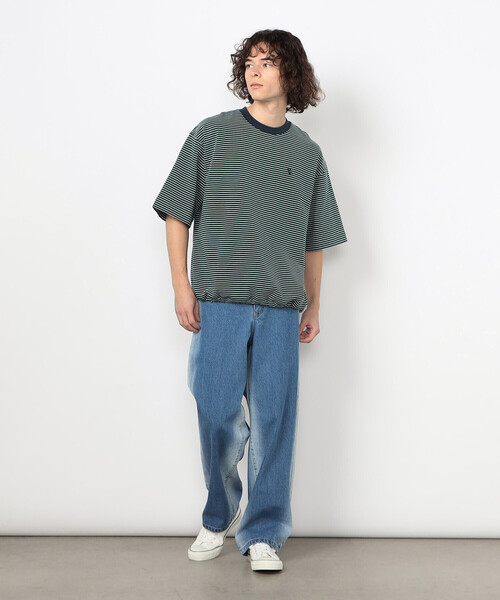 Purple&Yellow(パープルアンドイエロー)の「ボーダーTシャツ(Tシャツ/カットソー・メンズ・グリーン/ブラック/ホワイト・LARGE/SMALL/MEDIUM)」の22枚目の写真