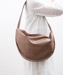 Sunny Side（サニーサイド）の「Sunny Side サニーサイド：【A4サイズ対応】ヴィンテージライク 合成皮革 くしゃっとラウンドショルダーバッグ（ショルダーバッグ）」