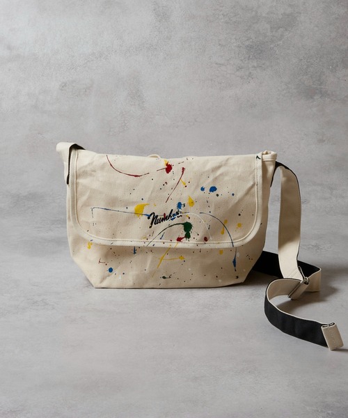 HAND PAINTED CANVAS 2WAY HANDLE FLAP SHOULDER BAG / SMALL / ハンド