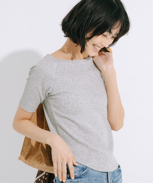 coca(coca)(コカ)の「リブラグラン半袖Tシャツ(Tシャツ/カットソー・レディース・ホワイト/ブラック/グレー・L/M/S)」の3枚目の写真