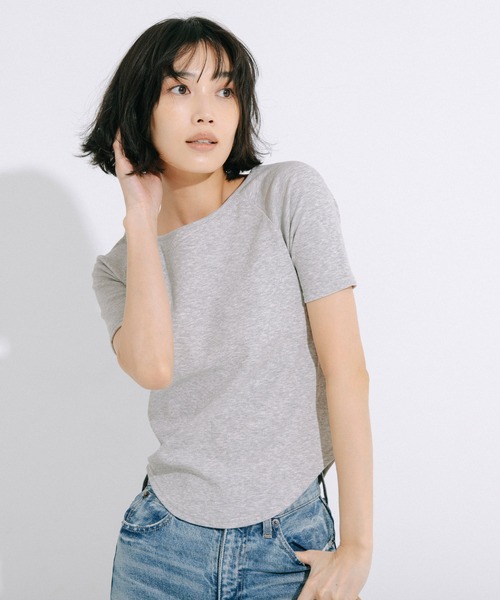 coca(coca)(コカ)の「リブラグラン半袖Tシャツ(Tシャツ/カットソー・レディース・ホワイト/ブラック/グレー・L/M/S)」の9枚目の写真
