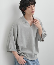 MONO-MART（モノマート）の「ルーズシルエット ショート丈 スキッパーブークレニットポロシャツ<接触冷感 UVカット>（ポロシャツ）」
