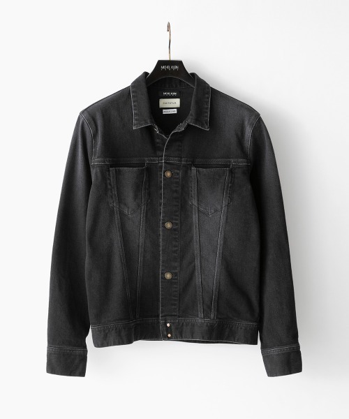 MICHEL KLEIN HOMME (ミッシェルクランオム)の「《日本製》20th FACTOTUMコラボ デニムジャケット(デニムジャケット・メンズ・ライトブルー/ブラック・LARGE)」の2枚目の写真