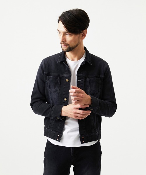 MICHEL KLEIN HOMME (ミッシェルクランオム)の「《日本製》20th FACTOTUMコラボ デニムジャケット(デニムジャケット・メンズ・ライトブルー/ブラック・LARGE)」の3枚目の写真