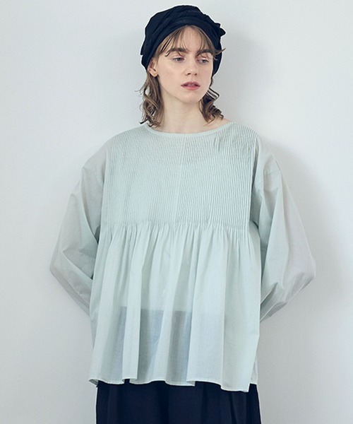 studio CLIP（スタディオクリップ）の「《natural by clip》Cメニーピンタックブラウス（シャツ/ブラウス・レディース・オフホワイト/ライトグレー/ライトグリーン・FREE）」の3枚目の写真