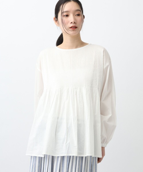 studio CLIP（スタディオクリップ）の「《natural by clip》Cメニーピンタックブラウス（シャツ/ブラウス・レディース・オフホワイト/ライトグレー/ライトグリーン・FREE）」の15枚目の写真