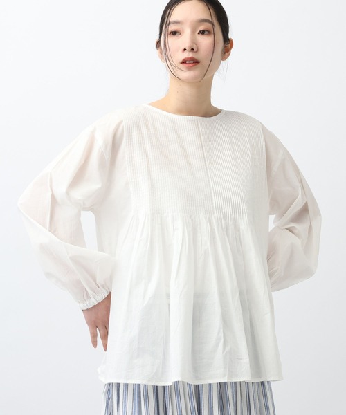 studio CLIP（スタディオクリップ）の「《natural by clip》Cメニーピンタックブラウス（シャツ/ブラウス・レディース・オフホワイト/ライトグレー/ライトグリーン・FREE）」の16枚目の写真