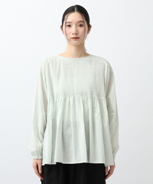 studio CLIP（スタディオクリップ）の「《natural by clip》Cメニーピンタックブラウス（シャツ/ブラウス・レディース・オフホワイト/ライトグレー/ライトグリーン・FREE）」の10枚目の写真