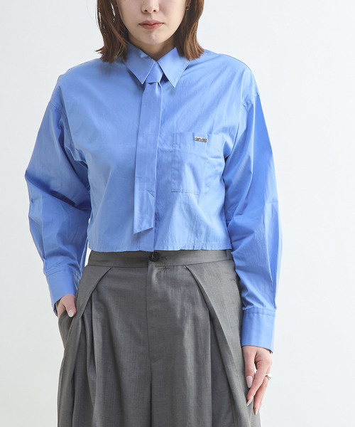 三件蝴蝶結のトップス HL】DETACHABLE TIE CROPPED SHIRT（シャツ/ブラウス）｜CONVERSE