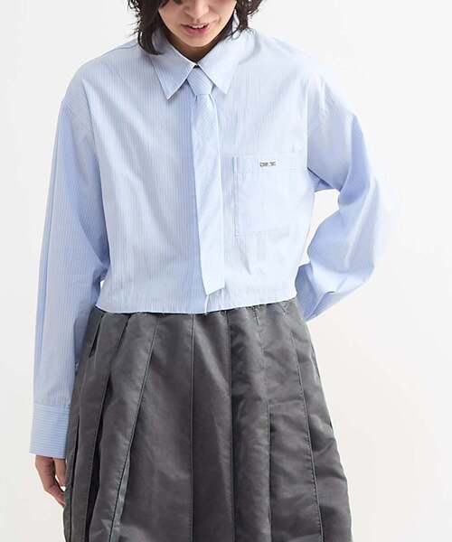 CONVERSE TOKYO(コンバーストウキョウ)の「【HL】DETACHABLE TIE CROPPED SHIRT(シャツ/ブラウス・レディース・ブルー/サックスブルー・FREE)」の18枚目の写真