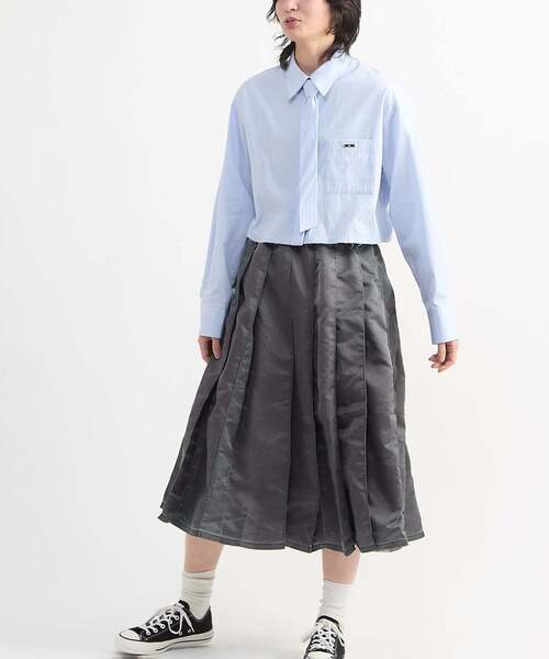 CONVERSE TOKYO(コンバーストウキョウ)の「【HL】DETACHABLE TIE CROPPED SHIRT(シャツ/ブラウス・レディース・ブルー/サックスブルー・FREE)」の16枚目の写真