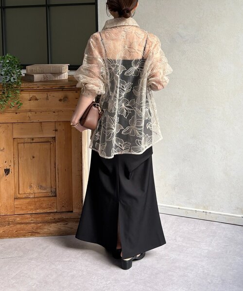 Thevon(ゼボン)の「チュール花柄刺繍シャツ(シャツ/ブラウス・レディース・ホワイト系その他/ブラック・FREE)」の9枚目の写真