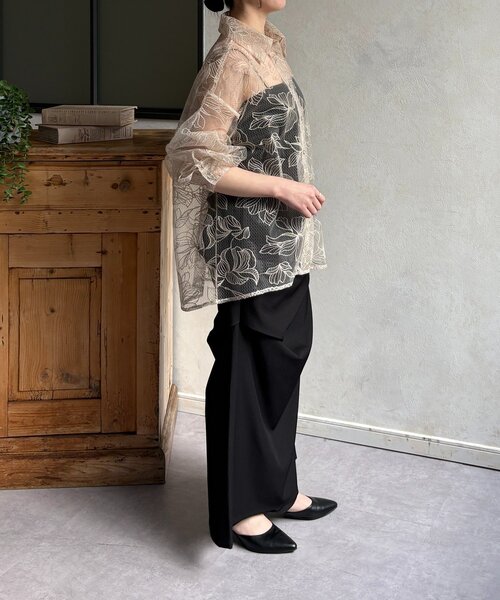 Thevon(ゼボン)の「チュール花柄刺繍シャツ(シャツ/ブラウス・レディース・ホワイト系その他/ブラック・FREE)」の10枚目の写真