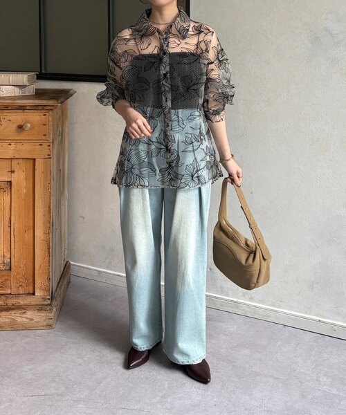 Thevon(ゼボン)の「チュール花柄刺繍シャツ(シャツ/ブラウス・レディース・ホワイト系その他/ブラック・FREE)」の16枚目の写真