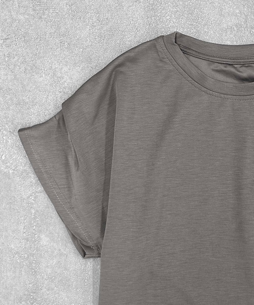 LOWO（ロワ）の「タックスリーブ カットソー Tシャツ 半袖（Tシャツ/カットソー・レディース・グレー/ベージュ/ホワイト/ブラック/チャコールグレー・FREE）」の9枚目の写真