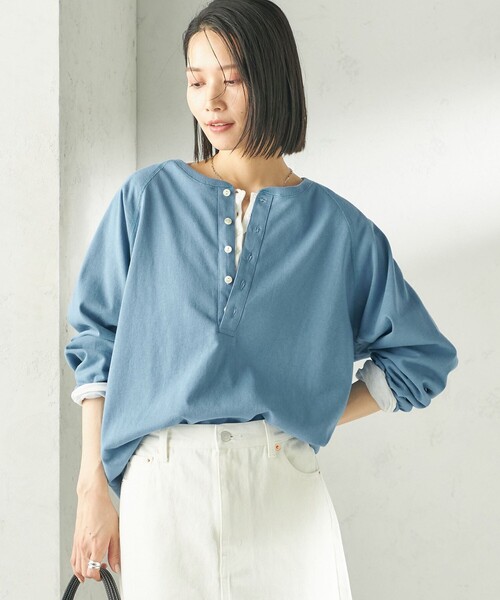 SHIPS(シップス)の「【SHIPS別注】onit: ヘンリー ネック プルオーバー(Tシャツ/カットソー・レディース・グレー/ライトグレー/ライトブルー/ブラック・ONE SIZE)」の21枚目の写真