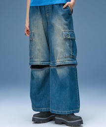 X-girl | FADED 2WAY WIDE LEG DENIM CARGO PANTS(デニムパンツ)