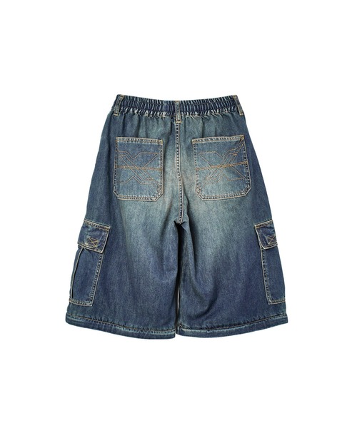 X-girl（エックスガール）の「FADED 2WAY WIDE LEG DENIM CARGO PANTS（デニムパンツ・レディース・インディゴブルー/ライトインディゴブルー・S/M）」の13枚目の写真