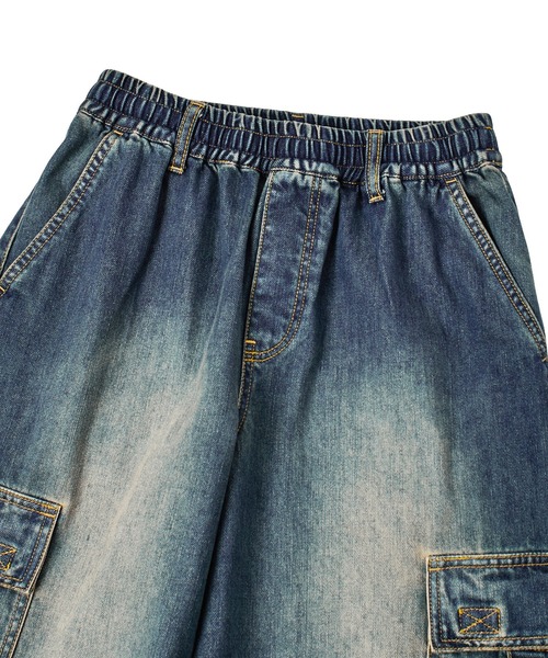 X-girl（エックスガール）の「FADED 2WAY WIDE LEG DENIM CARGO PANTS（デニムパンツ・レディース・インディゴブルー/ライトインディゴブルー・S/M）」の14枚目の写真