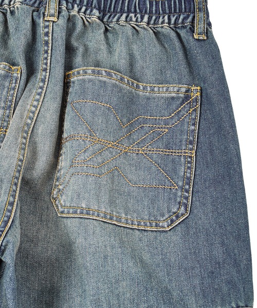 X-girl（エックスガール）の「FADED 2WAY WIDE LEG DENIM CARGO PANTS（デニムパンツ・レディース・インディゴブルー/ライトインディゴブルー・S/M）」の18枚目の写真