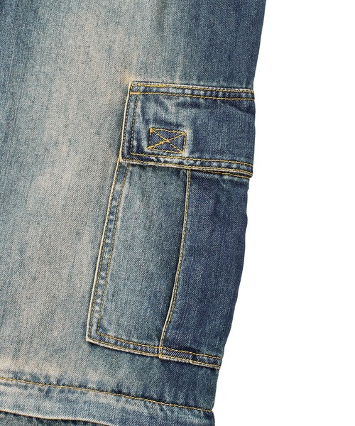 X-girl（エックスガール）の「FADED 2WAY WIDE LEG DENIM CARGO PANTS（デニムパンツ・レディース・インディゴブルー/ライトインディゴブルー・S/M）」の19枚目の写真