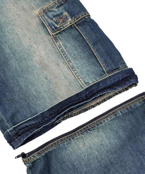 X-girl（エックスガール）の「FADED 2WAY WIDE LEG DENIM CARGO PANTS（デニムパンツ・レディース・インディゴブルー/ライトインディゴブルー・S/M）」の21枚目の写真