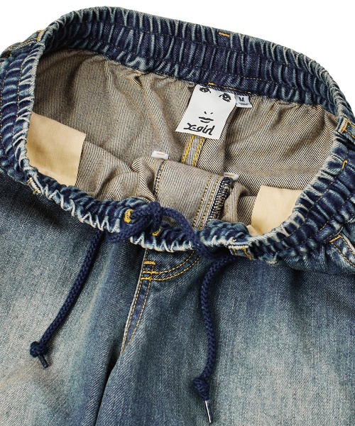 X-girl（エックスガール）の「FADED 2WAY WIDE LEG DENIM CARGO PANTS（デニムパンツ・レディース・インディゴブルー/ライトインディゴブルー・S/M）」の22枚目の写真
