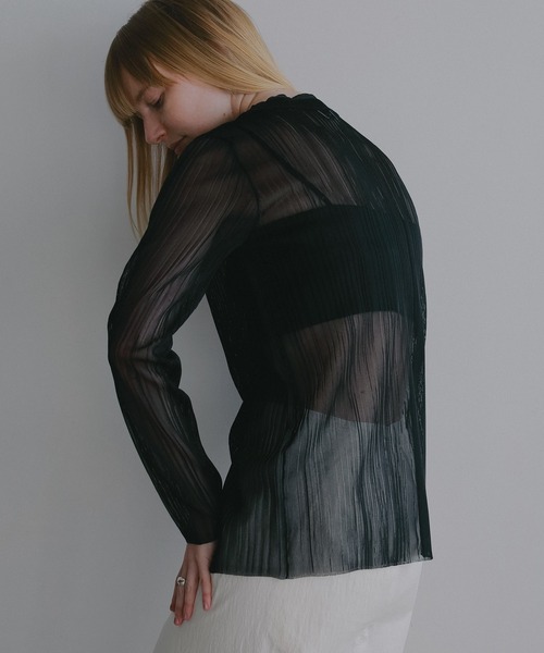 MANOF(マノフ)の「SHEER RIB CARDIGAN(カーディガン/ボレロ・レディース・ピンク/アイボリー/ブラック・F)」の15枚目の写真