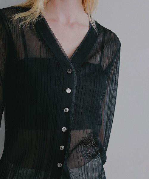 MANOF(マノフ)の「SHEER RIB CARDIGAN(カーディガン/ボレロ・レディース・ピンク/アイボリー/ブラック・F)」の17枚目の写真