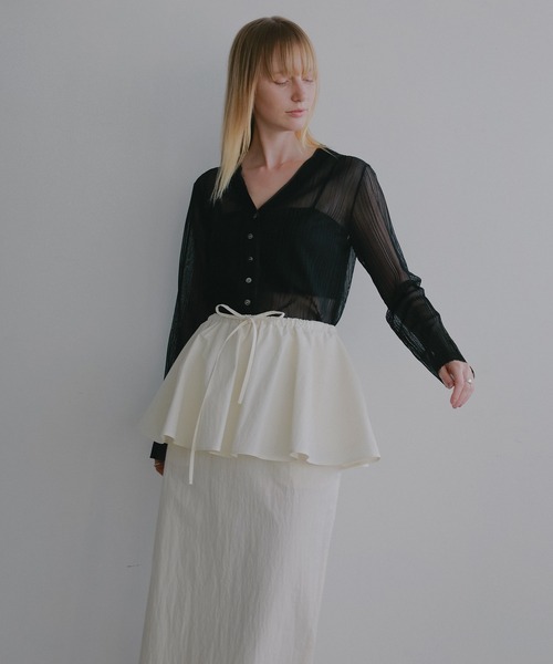 MANOF(マノフ)の「SHEER RIB CARDIGAN(カーディガン/ボレロ・レディース・ピンク/アイボリー/ブラック・F)」の18枚目の写真