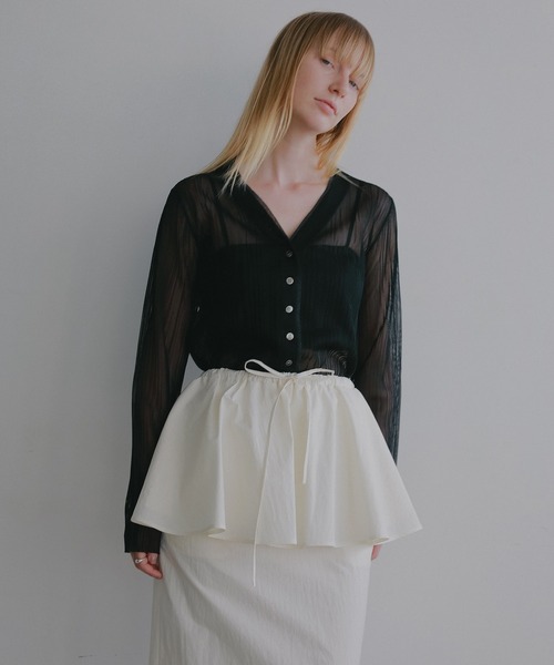MANOF(マノフ)の「SHEER RIB CARDIGAN(カーディガン/ボレロ・レディース・ピンク/アイボリー/ブラック・F)」の19枚目の写真
