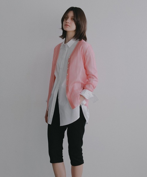 MANOF(マノフ)の「SHEER RIB CARDIGAN(カーディガン/ボレロ・レディース・ピンク/アイボリー/ブラック・F)」の21枚目の写真
