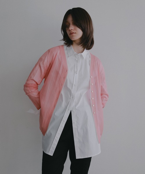 MANOF(マノフ)の「SHEER RIB CARDIGAN(カーディガン/ボレロ・レディース・ピンク/アイボリー/ブラック・F)」の20枚目の写真