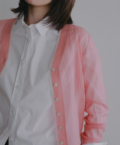 MANOF(マノフ)の「SHEER RIB CARDIGAN(カーディガン/ボレロ・レディース・ピンク/アイボリー/ブラック・F)」の22枚目の写真