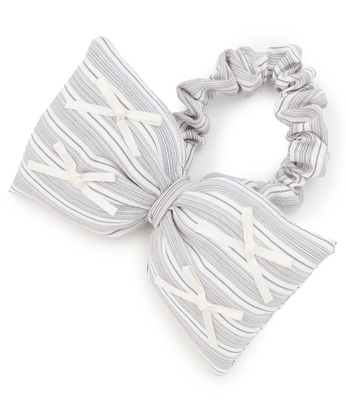 petit main（プティマイン）の「BIGリボンヘアゴム（ヘアゴム・キッズ・サックスブルー/グレー・F）」の2枚目の写真