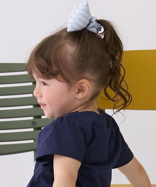 petit main（プティマイン）の「BIGリボンヘアゴム（ヘアゴム・キッズ・サックスブルー/グレー・F）」の3枚目の写真