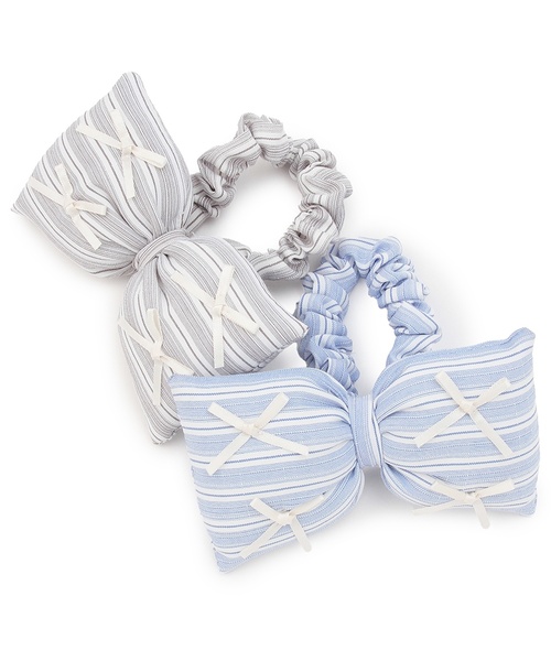 petit main（プティマイン）の「BIGリボンヘアゴム（ヘアゴム・キッズ・サックスブルー/グレー・F）」の6枚目の写真