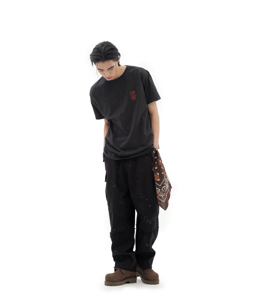 DEFGARMENTS（デフグラメンツ）の「FINGERPRINT DAMAGED T-SHIRTS [CHARCOAL]（Tシャツ/カットソー・レディース・その他・SMALL/MEDIUM/LARGE）」の3枚目の写真