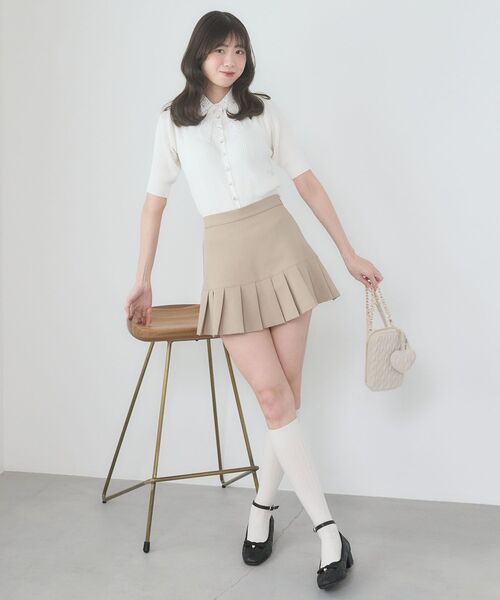 MAJESTIC LEGON（マジェスティックレゴン）の「レースリボン襟ハーフスリーブニット（ニット/セーター・レディース・ブラック/アイボリー/ライトグリーン/チャコールグレー/ブルー・MEDIUM）」の13枚目の写真