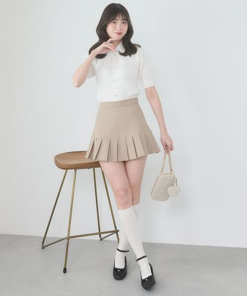 MAJESTIC LEGON（マジェスティックレゴン）の「レースリボン襟ハーフスリーブニット（ニット/セーター・レディース・ブラック/アイボリー/ライトグリーン/チャコールグレー/ブルー・MEDIUM）」の12枚目の写真