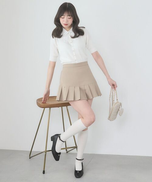 MAJESTIC LEGON（マジェスティックレゴン）の「レースリボン襟ハーフスリーブニット（ニット/セーター・レディース・ブラック/アイボリー/ライトグリーン/チャコールグレー/ブルー・MEDIUM）」の11枚目の写真