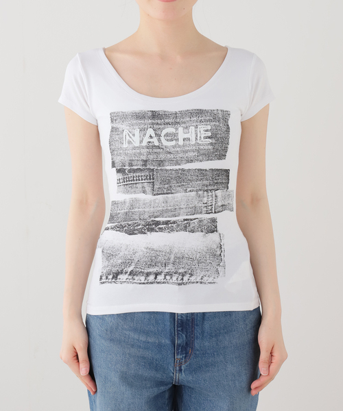 NACHE(ナチェ)の「【Geek Office / ギークオフィス】NACHE / ナチェ COLLAGE LOGO PRINTED T-SHIRT(Tシャツ/カットソー・レディース・アイボリー・SMALL)」の9枚目の写真