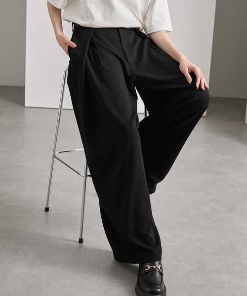 cussil(クシル)の「【cussil/クシル】レイヤードクロス3タックデザインバギースラックス【セットアップ対応】(スラックス・メンズ・グレー/ブラック・S/M/L)」の3枚目の写真