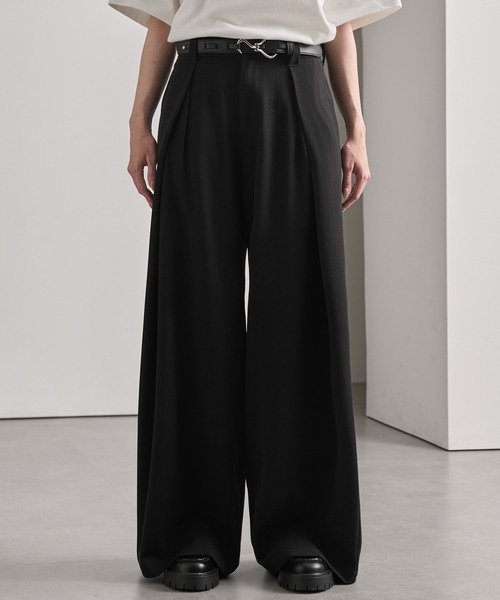 cussil(クシル)の「【cussil/クシル】レイヤードクロス3タックデザインバギースラックス【セットアップ対応】(スラックス・メンズ・グレー/ブラック・S/M/L)」の5枚目の写真