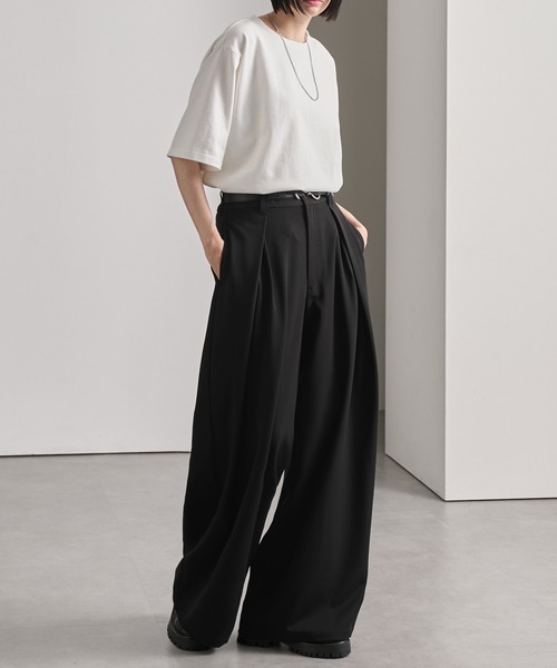 cussil(クシル)の「【cussil/クシル】レイヤードクロス3タックデザインバギースラックス【セットアップ対応】(スラックス・メンズ・グレー/ブラック・S/M/L)」の18枚目の写真