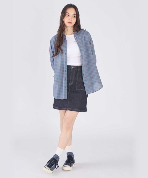 To b. by agnes b.（トゥービーバイアニエスベー）の「ドビー ミニチェック コットン シャツ（シャツ/ブラウス・レディース・ネイビー・40/38/36）」の7枚目の写真