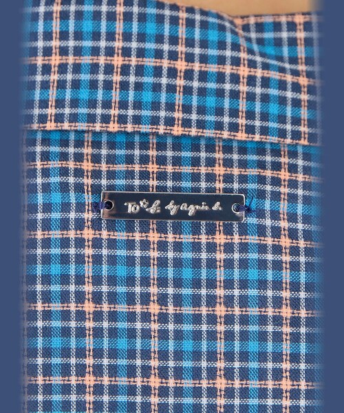 To b. by agnes b.（トゥービーバイアニエスベー）の「ドビー ミニチェック コットン シャツ（シャツ/ブラウス・レディース・ネイビー・40/38/36）」の3枚目の写真